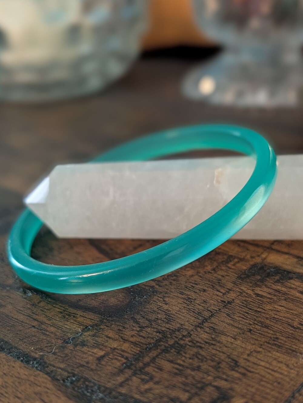 Vintage Teal Moonglow Lucite Bangle